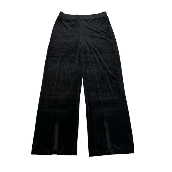 Spanx Black Velvet Split Wide Leg Pants Womens Size XL High Rise Front Slit - Picture 1 of 7